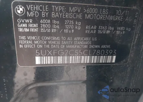 2012 BMW X6 xDrive35I z USA, uszkodzony, nr VIN 5UXFG2C55CL780393